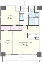 名古屋市営鶴舞線 浅間町駅 徒歩9分の賃貸マンション 10階2LDKの間取り