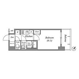 名古屋臨海高速あおなみ線 ささしまライブ駅 徒歩9分の賃貸マンション 4階1Kの間取り
