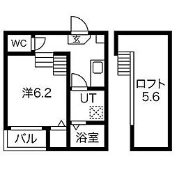 JR中央本線 金山駅 徒歩8分の賃貸アパート 1階1SKの間取り
