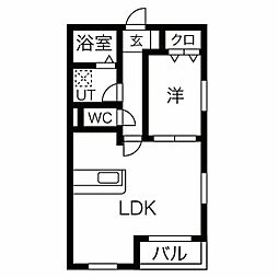 名古屋臨海高速あおなみ線 荒子駅 徒歩10分の賃貸アパート 2階1LDKの間取り