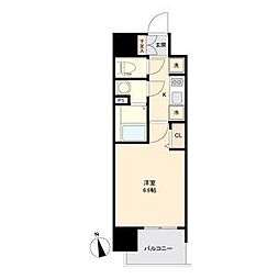 名古屋市営鶴舞線 鶴舞駅 徒歩6分の賃貸マンション 14階1Kの間取り