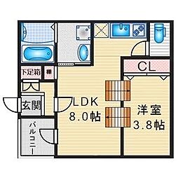 名古屋市営東山線 亀島駅 徒歩6分の賃貸アパート 1階1LDKの間取り