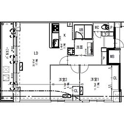 アーバンパーク日吉 2LDKの間取図画像