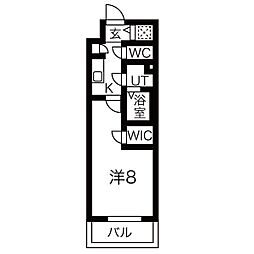 名古屋市営名城線 上前津駅 徒歩3分の賃貸マンション 4階1Kの間取り
