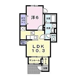 名古屋市営鶴舞線 浄心駅 徒歩18分の賃貸アパート 1階1LDKの間取り