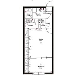 名古屋市営東山線 本陣駅 徒歩7分の賃貸マンション 1階1LDKの間取り