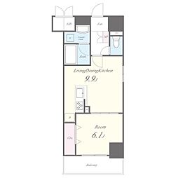 名古屋市営鶴舞線 丸の内駅 徒歩8分の賃貸マンション 7階1LDKの間取り