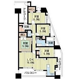 名古屋市営鶴舞線 鶴舞駅 徒歩8分の賃貸マンション 9階4LDKの間取り