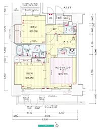 名古屋市営東山線 新栄町駅 徒歩3分の賃貸マンション 5階2LDKの間取り