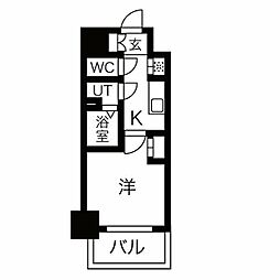 JR東海道本線 金山駅 徒歩7分の賃貸マンション 8階1Kの間取り