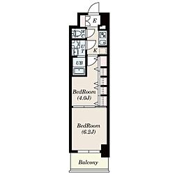 S-RESIDENCE六番町 2階2Kの間取り