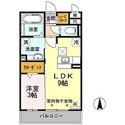 名古屋市営名港線 六番町駅 徒歩9分の賃貸アパート 2階1LDKの間取り