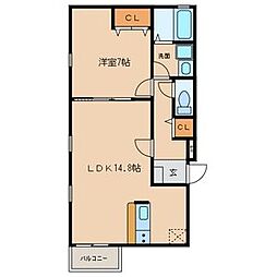 名古屋市営鶴舞線 浄心駅 徒歩3分の賃貸アパート 1階1LDKの間取り
