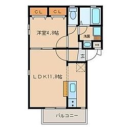 名古屋市営鶴舞線 浄心駅 徒歩4分の賃貸アパート 2階1LDKの間取り