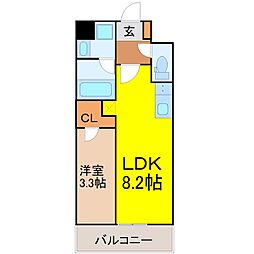 近鉄名古屋線 烏森駅 徒歩6分の賃貸マンション 2階1LDKの間取り