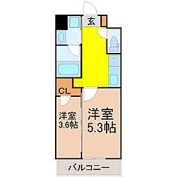 S-RESIDENCE烏森aureate(オリート) 2Kの間取図画像