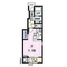 名古屋臨海高速あおなみ線 荒子駅 徒歩14分の賃貸アパート 1階ワンルームの間取り