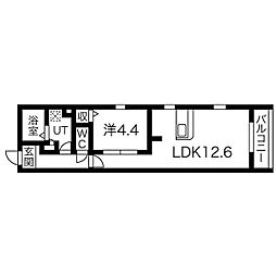 名古屋市営名城線 平安通駅 徒歩1分の賃貸アパート 2階1LDKの間取り
