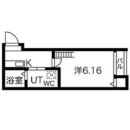名古屋市営鶴舞線 庄内通駅 徒歩6分の賃貸アパート 1階1Kの間取り