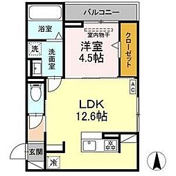 名古屋市営鶴舞線 庄内通駅 徒歩7分の賃貸アパート 2階1LDKの間取り