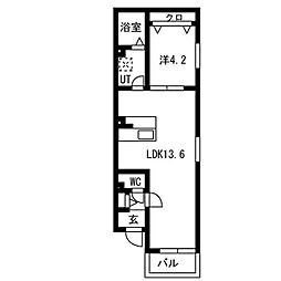 名古屋市営鶴舞線 庄内通駅 徒歩6分の賃貸アパート 1階1LDKの間取り