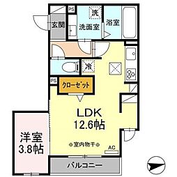 名古屋市営鶴舞線 庄内通駅 徒歩4分の賃貸アパート 1階1LDKの間取り