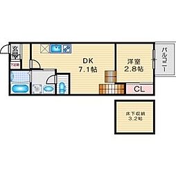 名古屋市営東山線 亀島駅 徒歩5分の賃貸アパート 1階1DKの間取り
