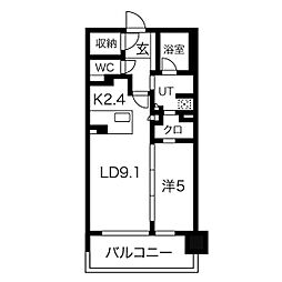 名古屋市営鶴舞線 丸の内駅 徒歩8分の賃貸マンション 13階1LDKの間取り