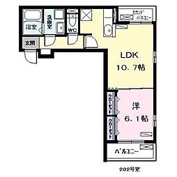 近鉄名古屋線 烏森駅 徒歩6分の賃貸アパート 3階1LDKの間取り