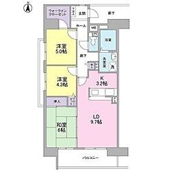 名古屋市営鶴舞線 浄心駅 徒歩8分の賃貸マンション 2階3LDKの間取り