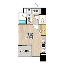 名鉄名古屋本線 山王駅 徒歩10分の賃貸マンション 7階ワンルームの間取り