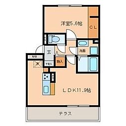 名古屋市営上飯田線 上飯田駅 徒歩12分の賃貸アパート 2階1LDKの間取り