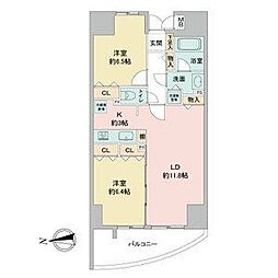 名古屋市営名城線 上前津駅 徒歩6分の賃貸マンション 4階2LDKの間取り