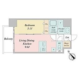 名古屋市営名城線 熱田神宮伝馬町駅 徒歩2分の賃貸マンション 2階1LDKの間取り