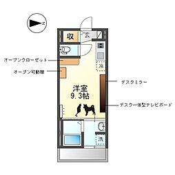 名古屋市営鶴舞線 庄内緑地公園駅 徒歩10分の賃貸アパート 3階ワンルームの間取り
