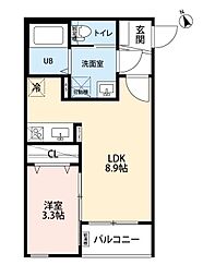 名古屋市営上飯田線 上飯田駅 徒歩10分の賃貸アパート 1階1LDKの間取り