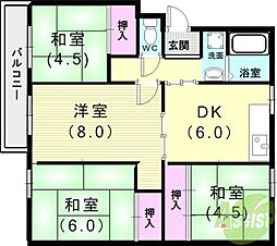 高倉台1団地3号棟 4階/-