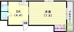 シマダハイム 1DKの間取図画像