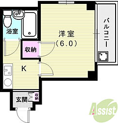 リッツ・ハイツ星陵台 1Kの間取図画像