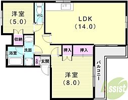 松下ビル 2LDKの間取図画像
