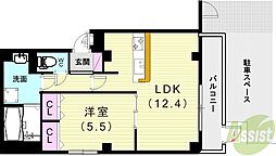 SORATOUMI海岸通 1LDKの間取図画像