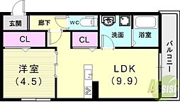クローバー富士1号館 1LDKの間取図画像