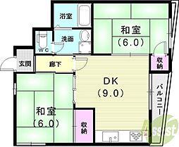 セゾン舞子 2DKの間取図画像
