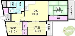 ベルトピア塩屋 2LDKの間取図画像