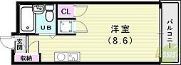 プレジール有瀬 ワンルームの間取図画像