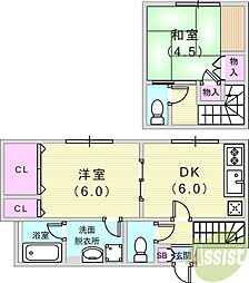 コウジィ・コート須磨 2DKの間取図画像