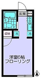 ココルワージュ 2階1Kの間取り
