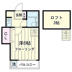 グリーングラス 1Kの間取図画像