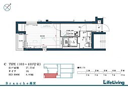 Branche高宮 1Kの間取図画像