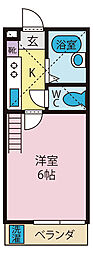 プラシード宮前 1Kの間取図画像